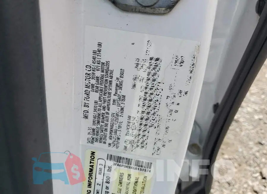 3FA6P0K9XGR151574 Photo# 12