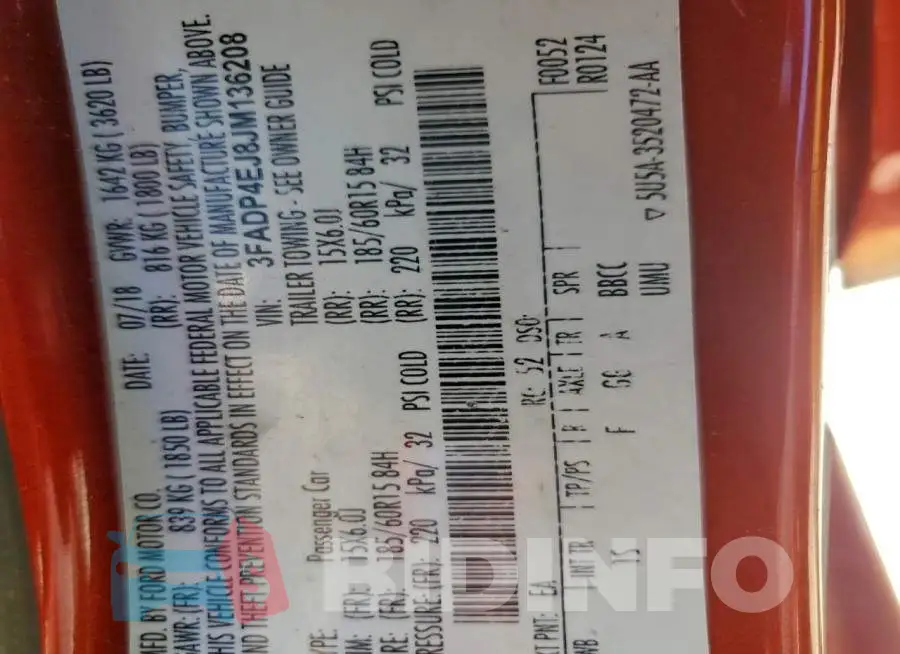 3FADP4EJ8JM136208 Photo# 12