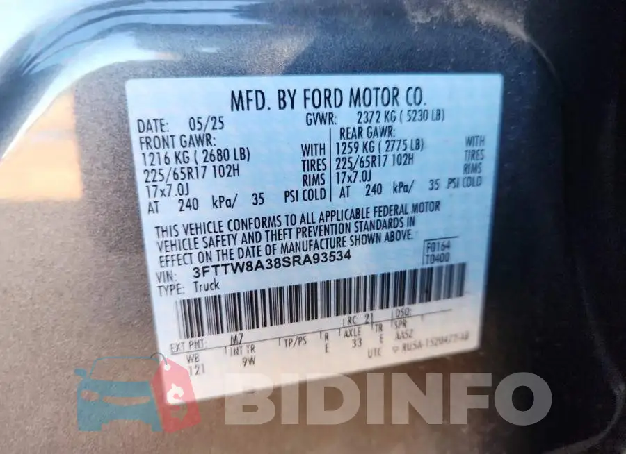 3FTTW8A38SRA93534 Photo# 12