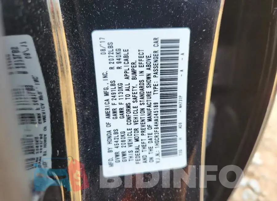 1HGCR3F84HA045189 Photo# 13