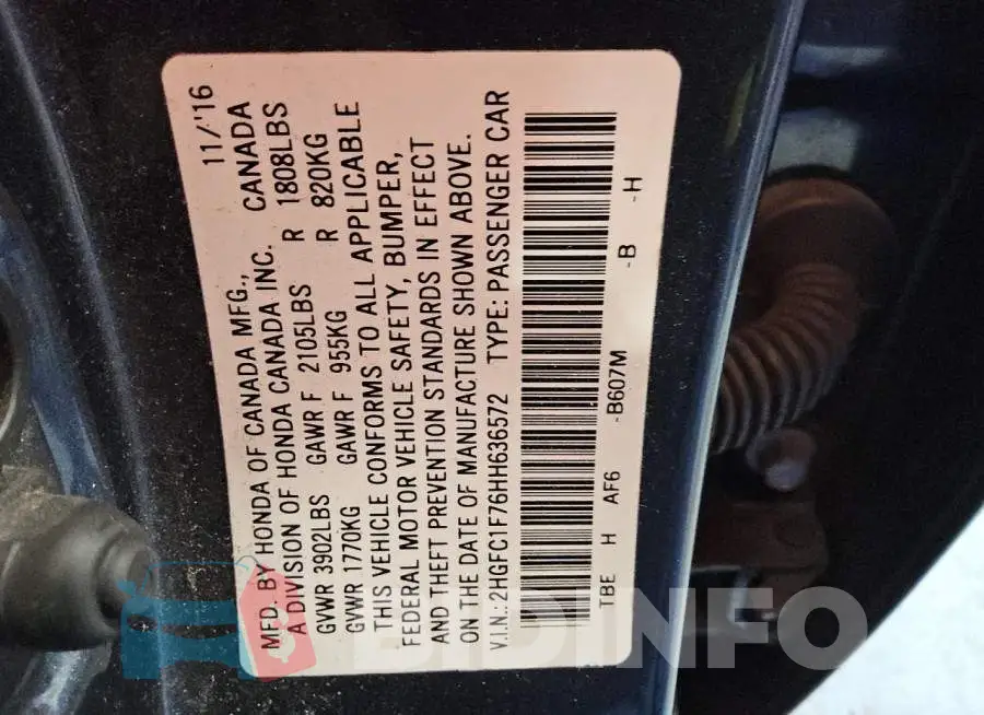 2HGFC1F76HH636572 Photo# 12