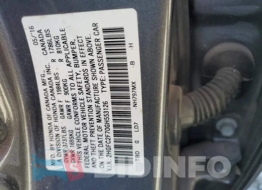 2HGFC2F70GH553126 Photo# 12