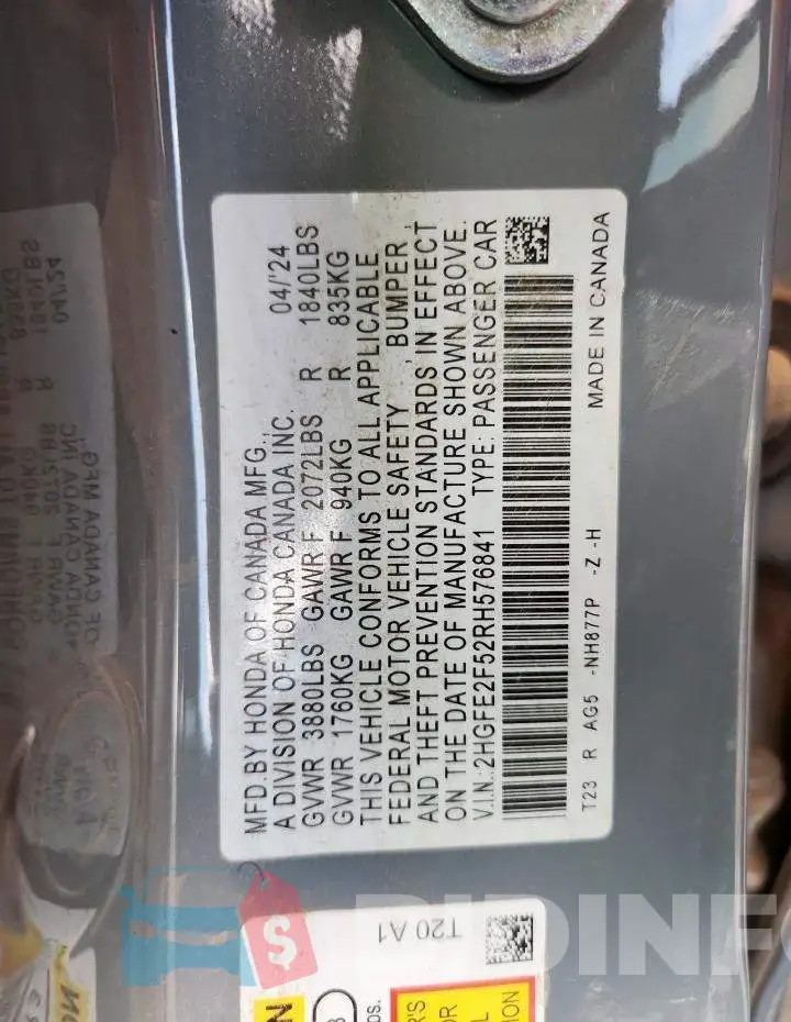 2HGFE2F52RH576841 Photo# 12