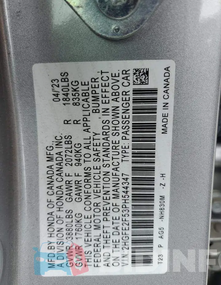 2HGFE2F53PH544347 Photo# 12