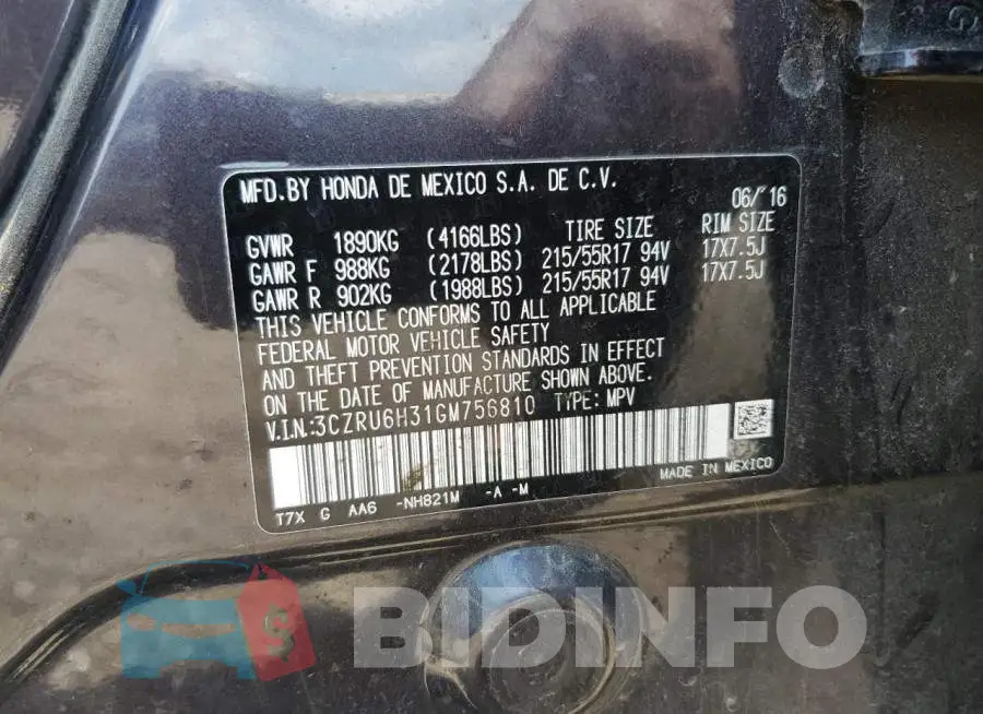 3CZRU6H31GM756810 Photo# 13
