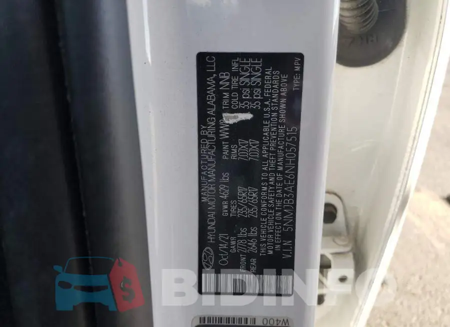5NMJB3AE6NH057515 Photo# 13