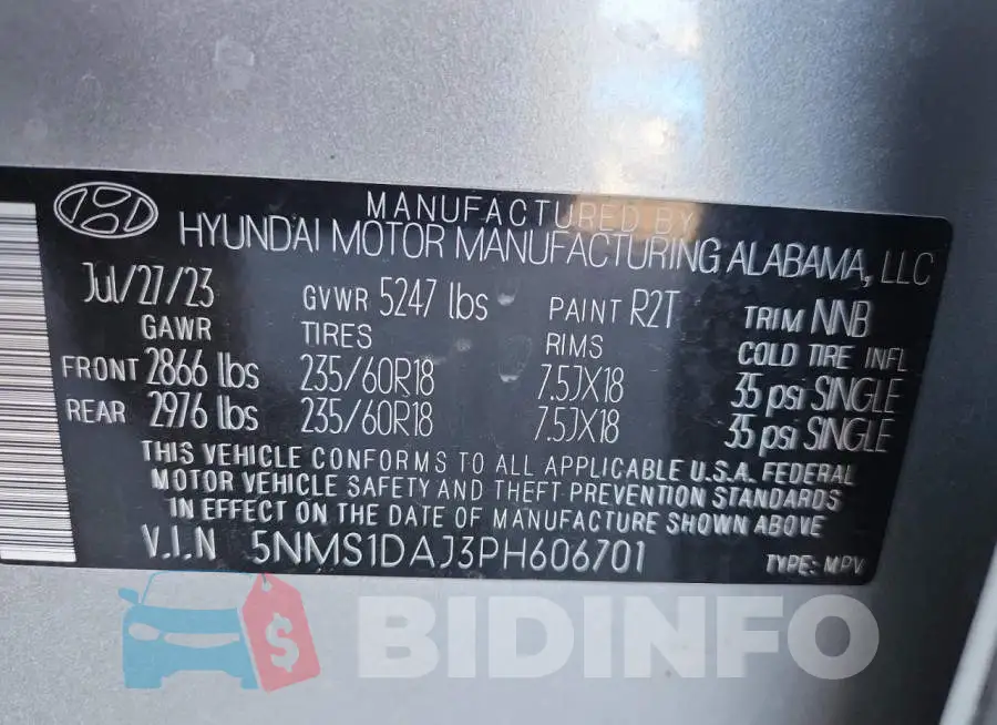 5NMS1DAJ3PH606701 Photo# 13