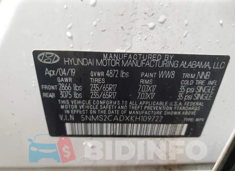 5NMS2CADXKH109722 Photo# 14