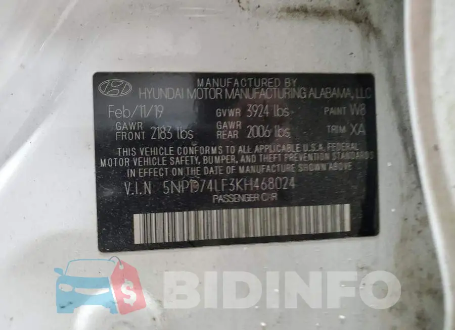 5NPD74LF3KH468024 Photo# 13
