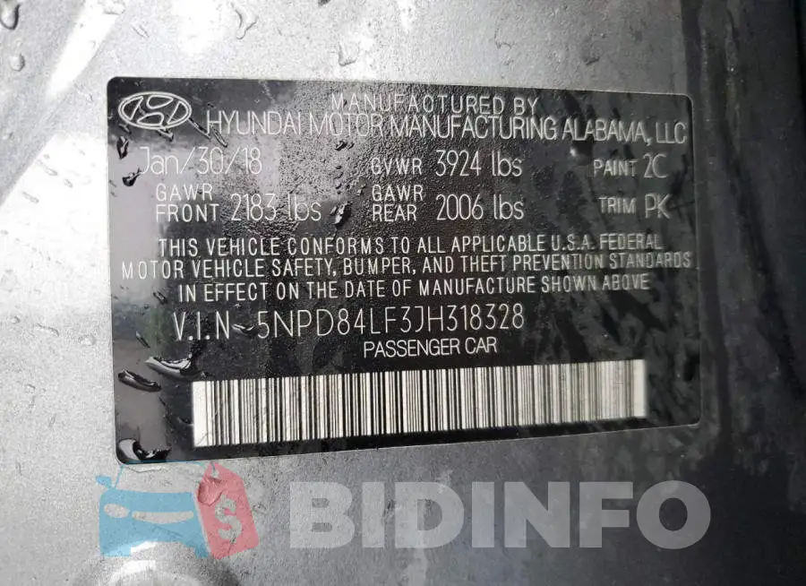 5NPD84LF3JH318328 Photo# 12