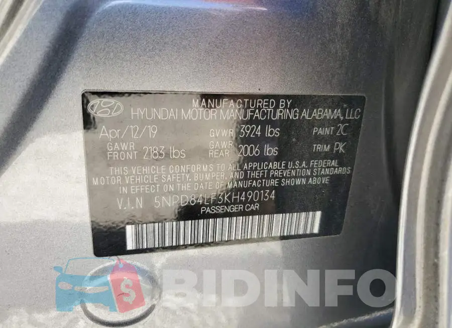 5NPD84LF3KH490134 Photo# 13