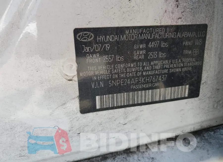 5NPE24AF3KH767437 Photo# 13