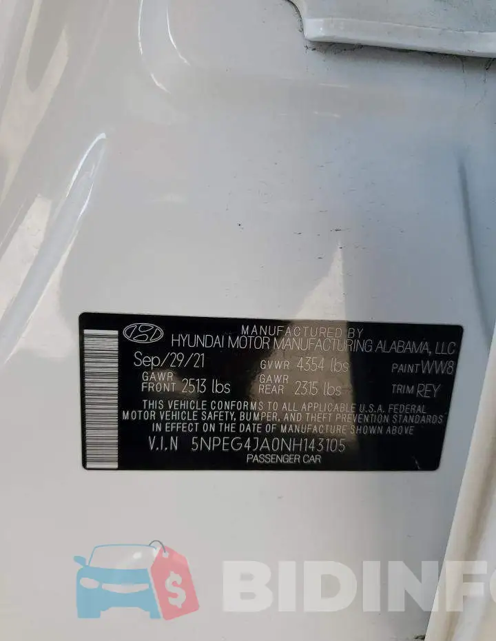 5NPEG4JA0NH143105 Photo# 12