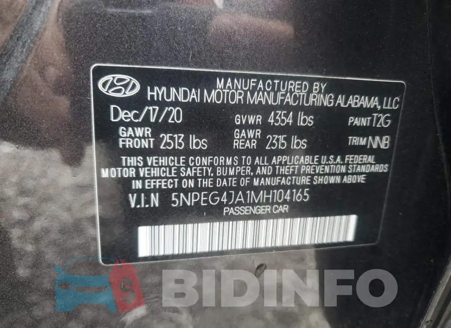 5NPEG4JA1MH104165 Photo# 12
