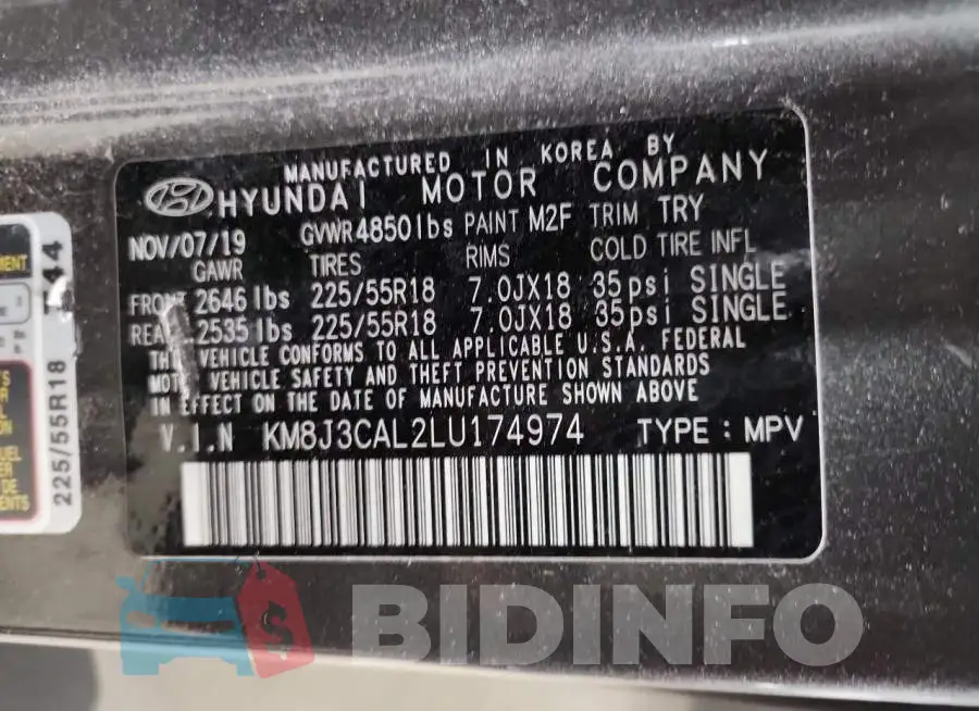 KM8J3CAL2LU174974 Photo# 14