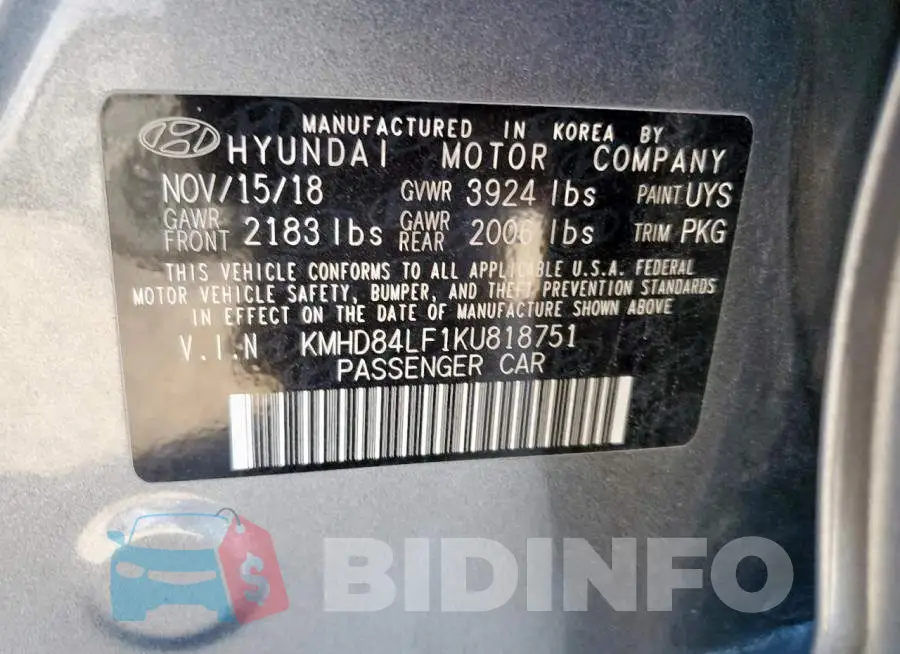 KMHD84LF1KU818751 Photo# 13