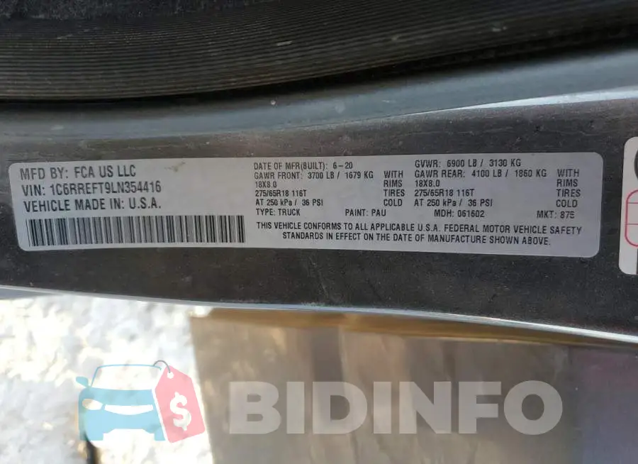 1C6RREFT9LN354416 Photo# 13