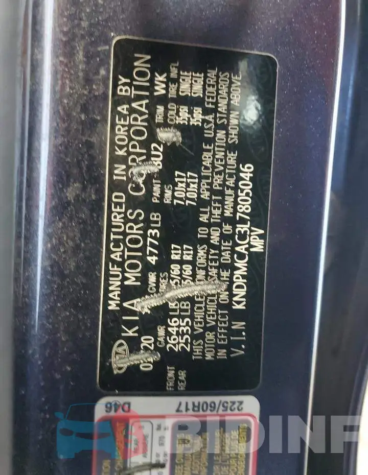 KNDPMCAC3L7805046 Photo# 12