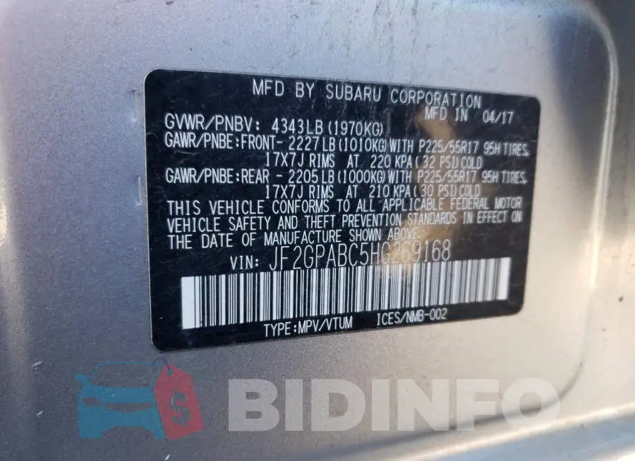 JF2GPABC5HG269168 Photo# 14
