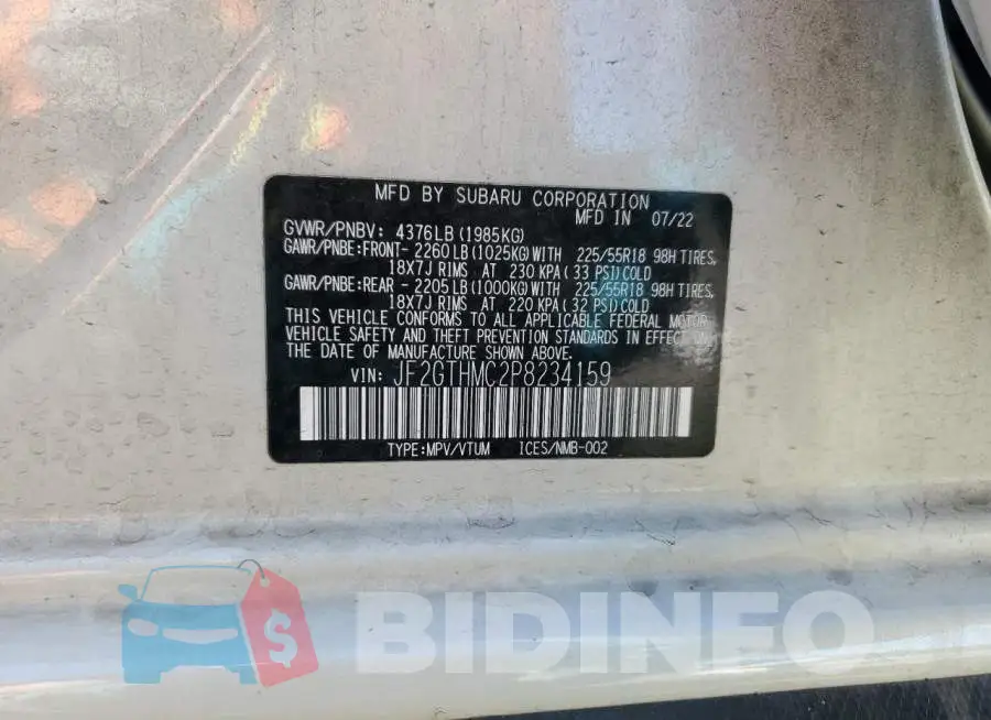 JF2GTHMC2P8234159 Photo# 13