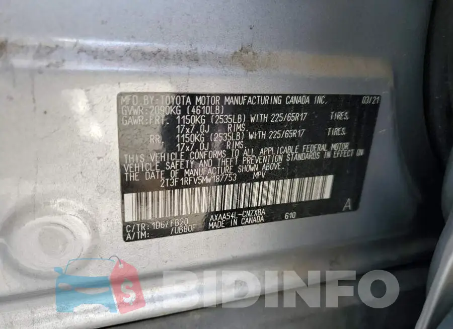 2T3F1RFV5MW187753 Photo# 14