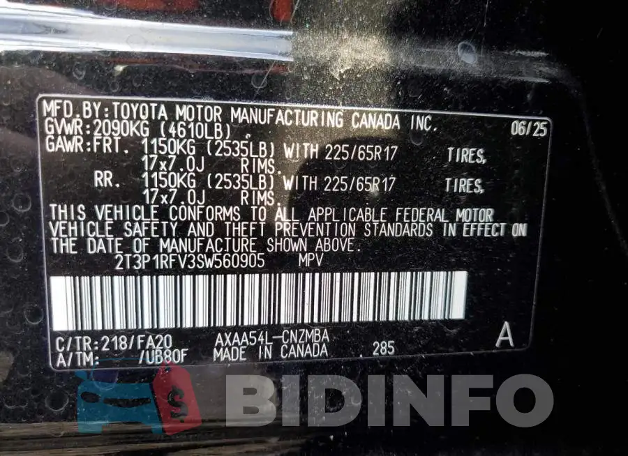 2T3P1RFV3SW560905 Photo# 14