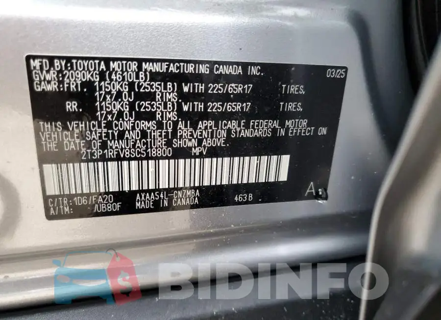2T3P1RFV8SC518800 Photo# 13