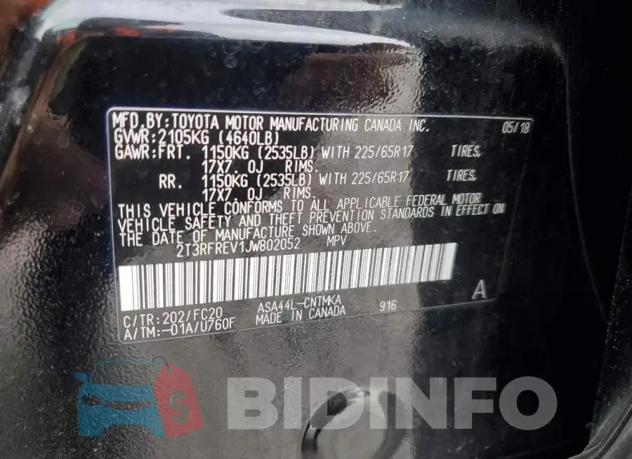 2T3RFREV1JW802052 Photo# 13