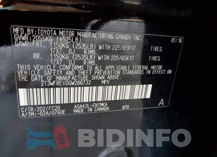 2T3WFREV0GW286732 Photo# 13