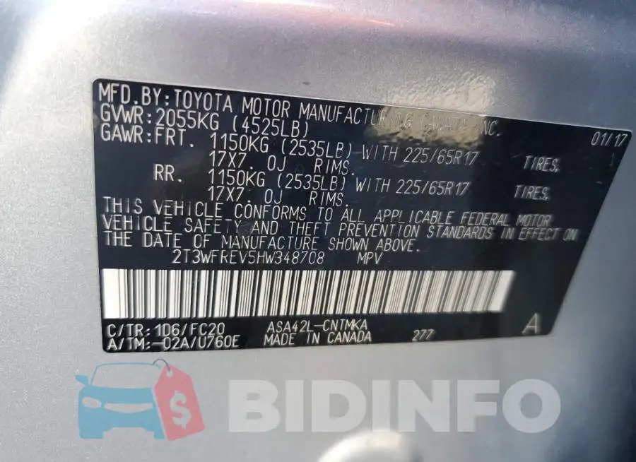 2T3WFREV5HW348708 Photo# 13