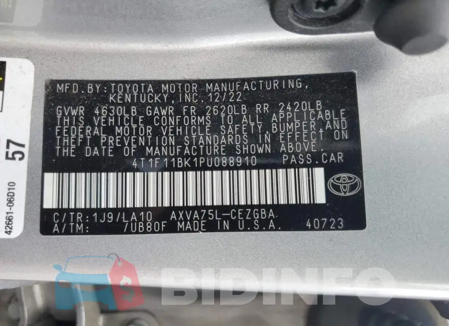 4T1F11BK1PU088910 Photo# 12