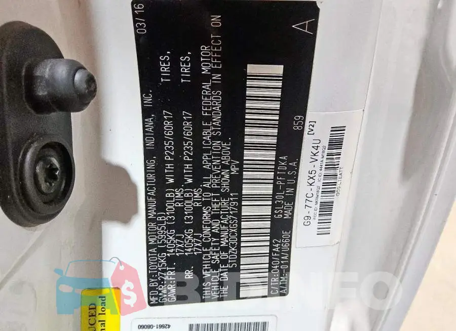 5TDZK3DCXGS717911 Photo# 14
