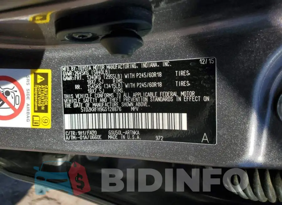 5TDZKRFH9GS128876 Photo# 13