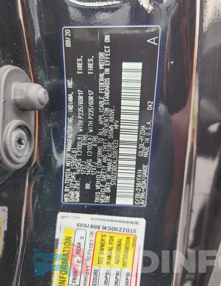 5TDZZ3DC4LS087633 Photo# 13