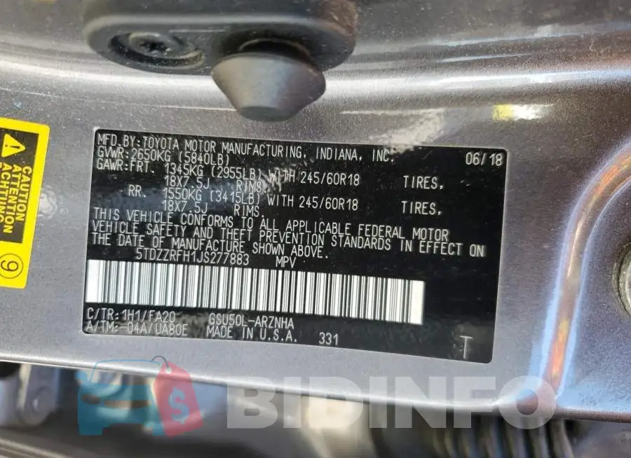 5TDZZRFH1JS277883 Photo# 13