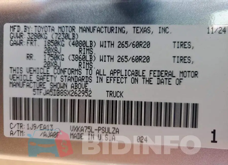 5TFJA5DB8SX262952 Photo# 13
