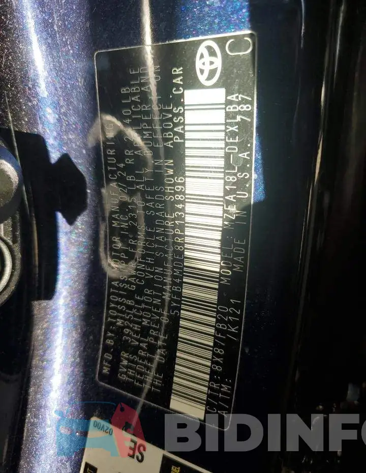 5YFB4MDE8RP134896 Photo# 12