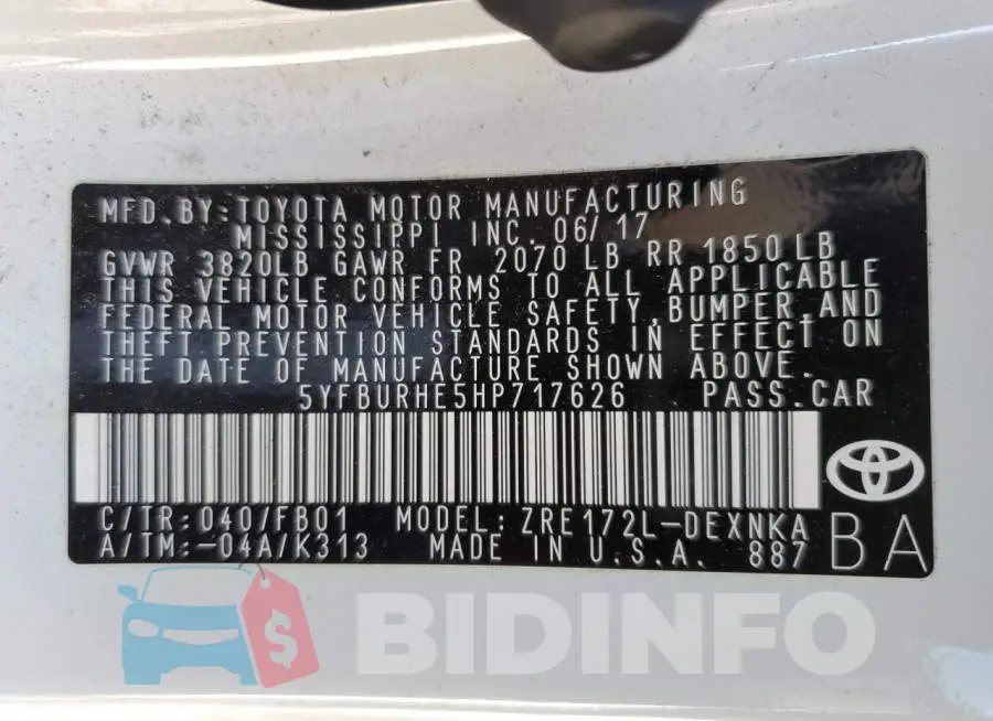 5YFBURHE5HP717626 Photo# 12