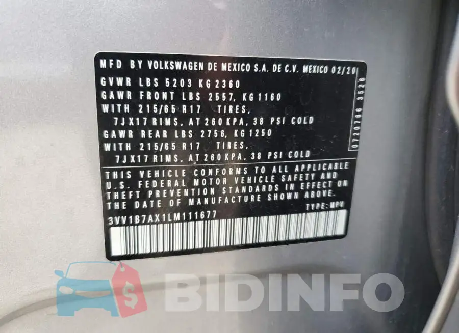 3VV1B7AX1LM111677 Photo# 13