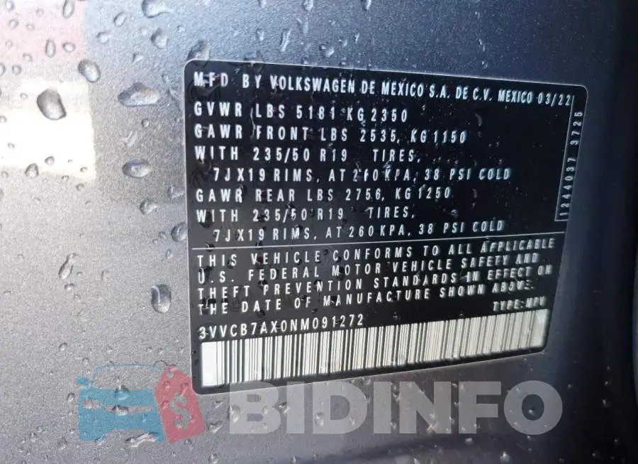3VVCB7AX0NM091272 Photo# 13