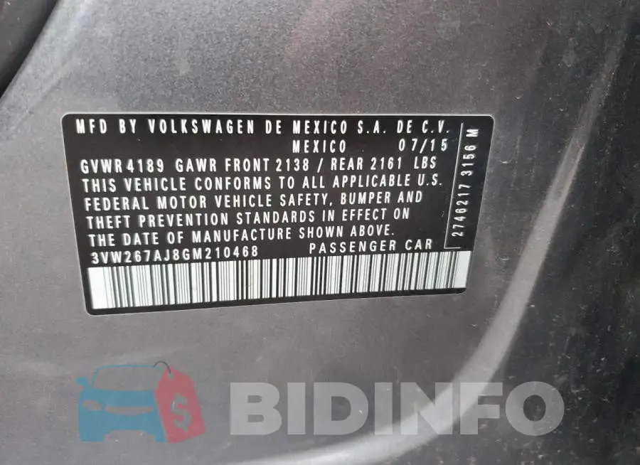 3VW267AJ8GM210468 Photo# 12