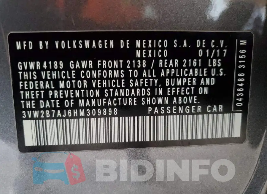 3VW2B7AJ6HM309898 Photo# 12