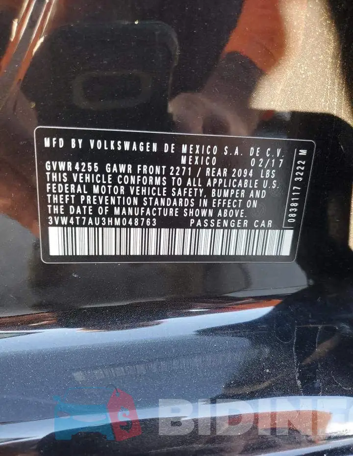3VW4T7AU3HM048763 Photo# 13