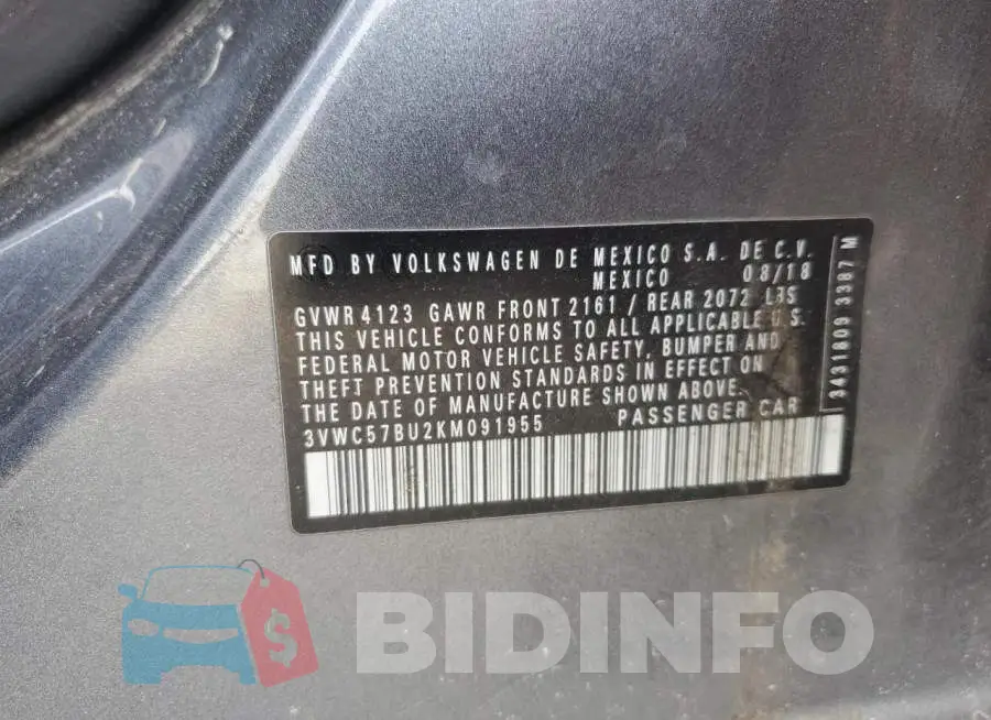 3VWC57BU2KM091955 Photo# 12