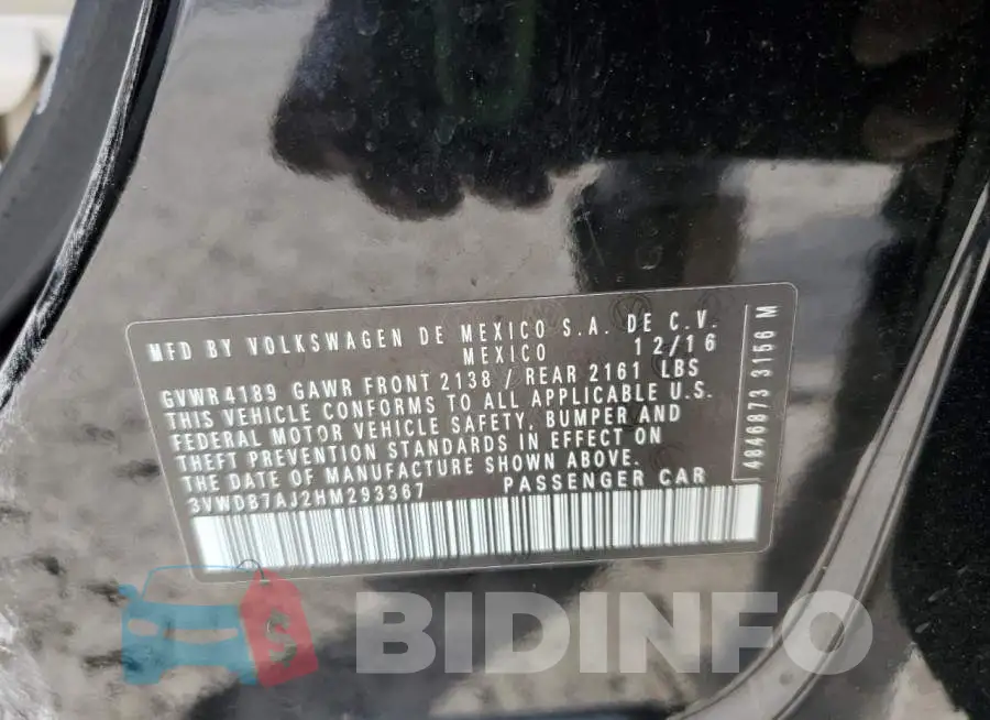 3VWDB7AJ2HM293367 Photo# 13