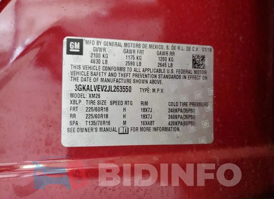 3GKALVEV2JL263550 Photo# 14