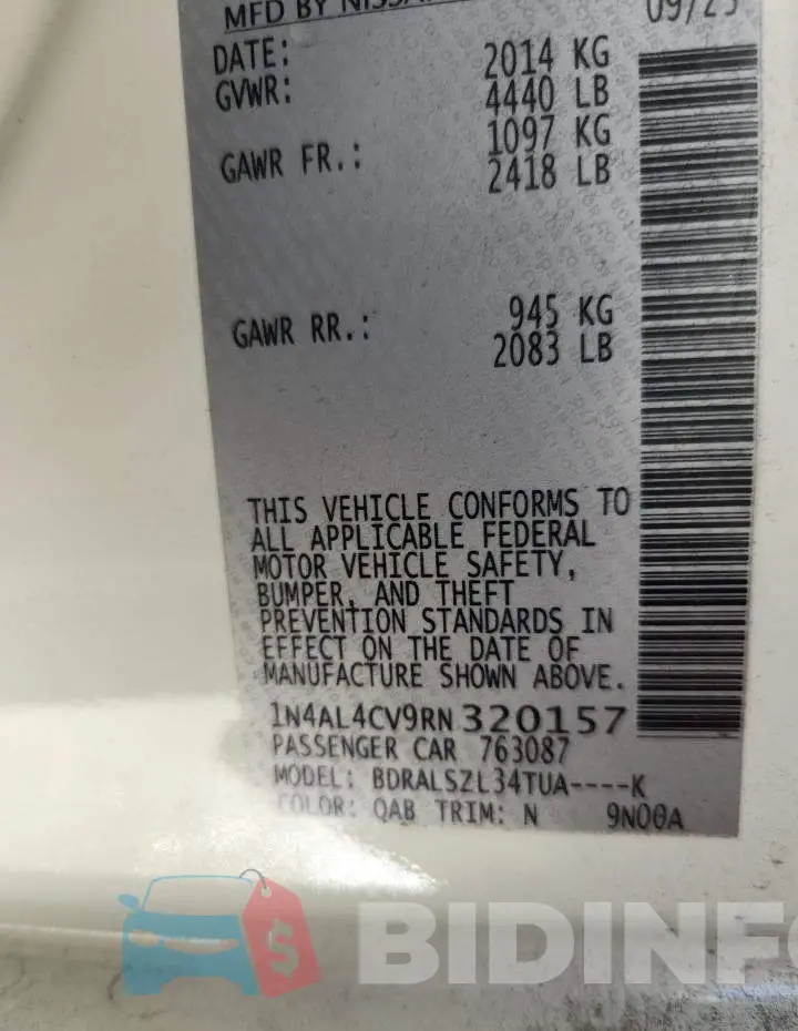 1N4AL4CV9RN320157 Photo# 12