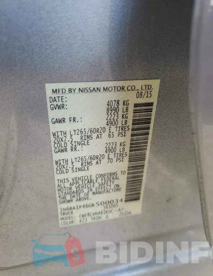 1N6BA1F46GN500034 Photo# 13