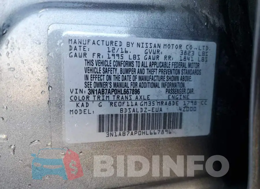 3N1AB7AP0HL667896 Photo# 13