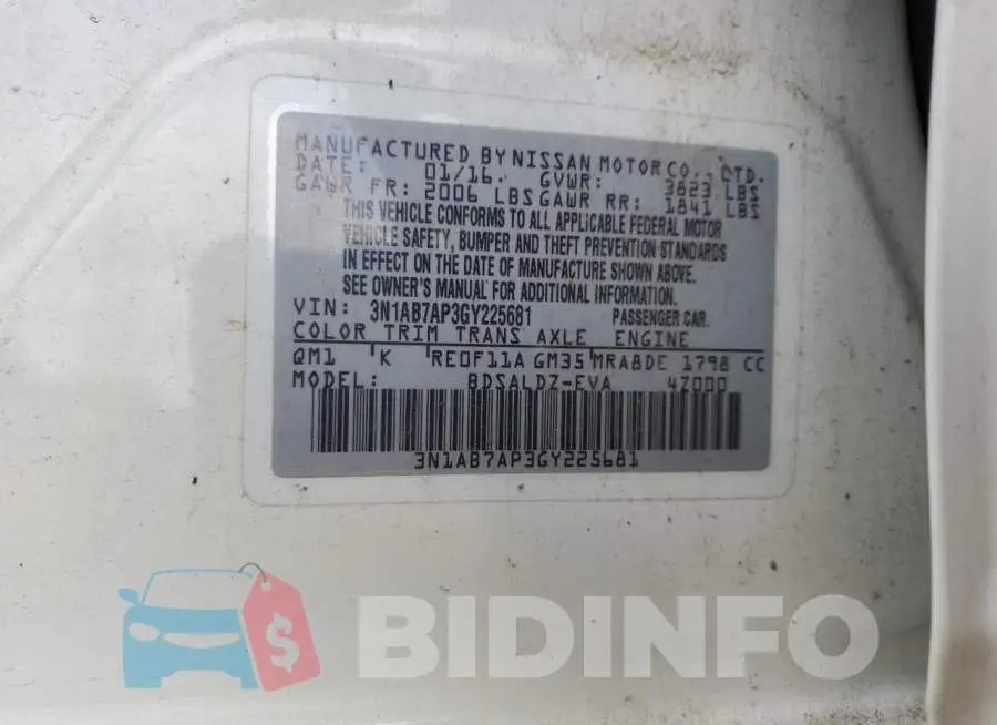 3N1AB7AP3GY225681 Photo# 12